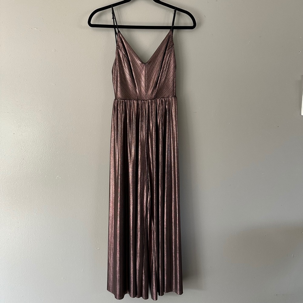 Urban Outfitters Metallic Bronze Wide Leg Cropped Jumpsuit‎ XS/S